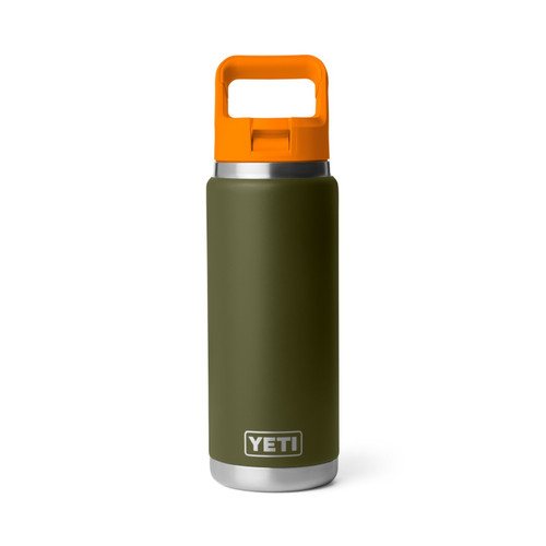 YETI Rambler® 26 oz Straw Cap Water Bottle - Olive/King Crab Orange