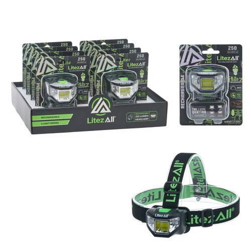 LitezAll Rechargeable Quattro 4 Mode Headlamp