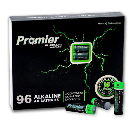 Litezall Promier AA Platinum Alkaline Battery 96 Pack