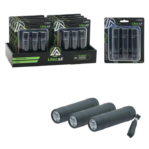 LitezAll Rubber Coated EDC Flashlight 3 Pack