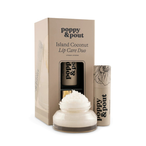 Poppy & Pout Gift Set, Lip Care Duo, Island Coconut