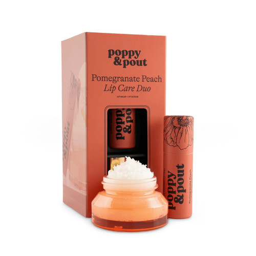 Poppy & Pout Gift Set, Lip Care Duo, Pomegranate Peach