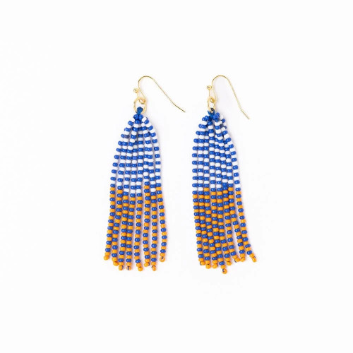 ink+alloy Game Day Tassel Seed Bead Earrings Blue + Orange