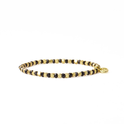 ink+alloy Louise Crystal Stretch Bracelet Black + Gold