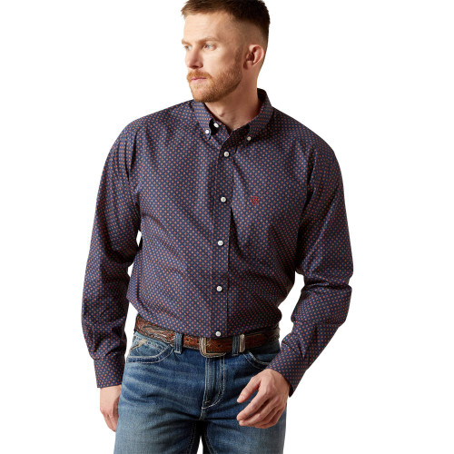 Ariat Men's Wrinkle Free Briggs Classic Fit Shirt - Navy