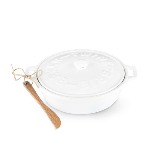 Twine Ceramic Brie Baker & Acacia Spreader Set