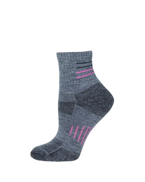 Wise Blend Ladies Merino Wool Blend Hiker Quarter Sock 1 Pair - Charcoal