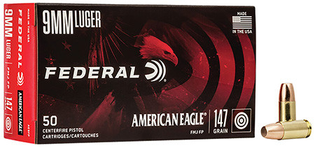 AE9FP FEDERAL 9MM LUGER 147GR FMJ FP 50 RND/BX -26-029465089207