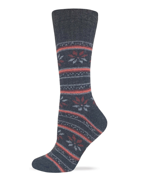 Wise Blend Ladies Merino Wool Blend Floral Frost Socks 1 Pair - Charcoal