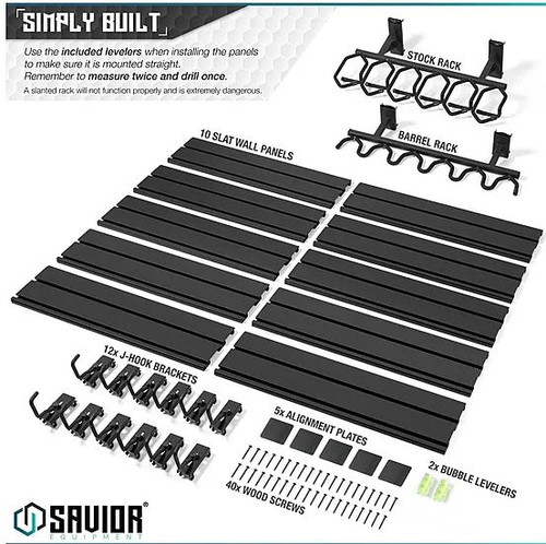 Wall Rack 10X Slat Wall Panels WRS-FULL-R6P12-BK-812066032365