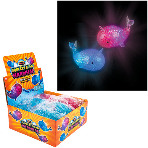 Toy Network Ts-5" Light-up Squeezy Bead Narwhal (12