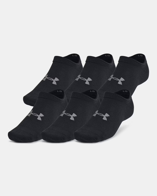 Under Armour UA Essential Unisex 6-Pack No-Show Socks Black SM