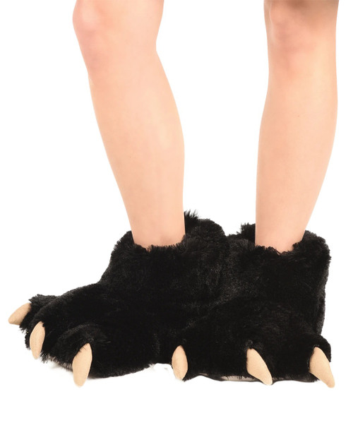 Lazy One Black Bear Paw Slipper XS