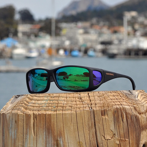 Cocoons Wide Line ML Black Polarized Green Mirror