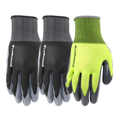Wells Lamont 3 Pair Pack Hi Viz & Black Asst Gloves