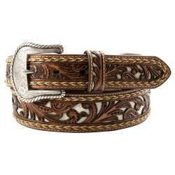 Nocana Western Belt 1 7/8-1 1/2BraidedEdgesBR - Brown