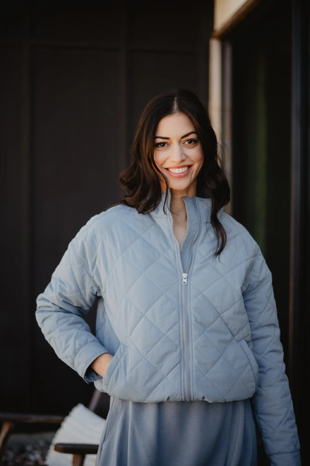KATYDID COLLECTION Steel Blue Sporty Diamond Quilted Jacket KDC-JKT-26_STB