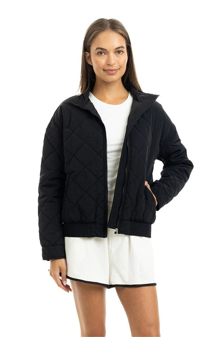 KATYDID COLLECTION Black Sporty Diamond Quilted Jacket KDC-JKT-26