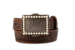 Triple D Youth Western Belt 1 1/4FlrlEmbWhStnBcklBR D130004602