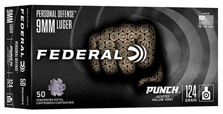 FEDERAL 9MM LUGER 124GR PUNCH JHP 50RD 50 R-604544704396