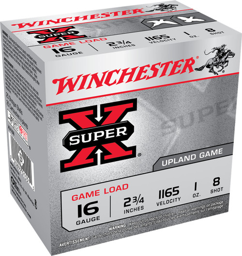 XU168 SHOTSHELL 16 GA 2-3/4" #8 SUPER-X UPLAND 1 O-020892013315