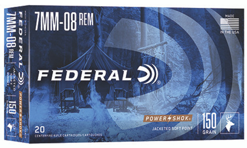 FEDERAL POWER-SHOK 7MM-08REM 150GR JSP 708CS-029465091569