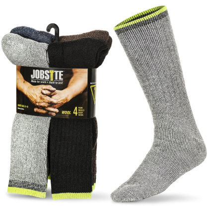 Jobsite Men's Working Wool Blend Boot Sock - 4 Pk-081091559875