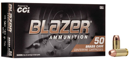 5220 CCI 40 S&W 180 GR FMJ BLAZER BRASS 50 RND/BX-076683052209