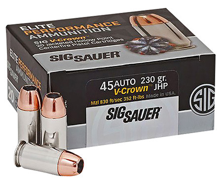 SIG SAUER EP 45AUTO 230GR V-CROWN JHP E45AP2-20-798681501687