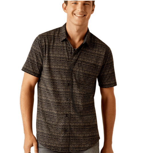 10058840 MED R BLACK STRIPE MNS Retro Button Down-197318418358