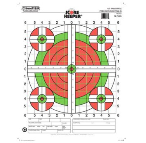 Target, 100 Yd. Sight In Rifle Flourescent 100 Pk,-076683457318