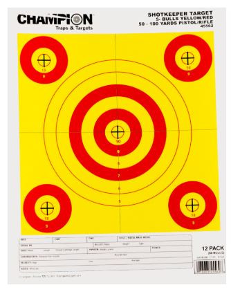 Champion Targets Shotkeeper 5-Bullseye 50-100 yds-076683455628