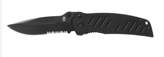 31-000594N SWAGGER BLACK G10 SERRATED EDGE FOLDING-013658118393