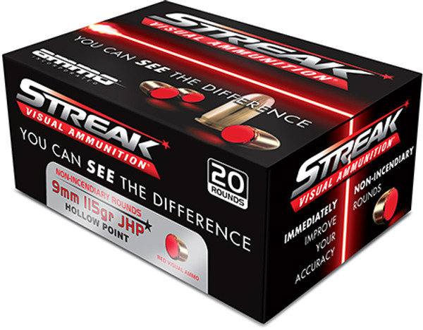 AMMO INC STREAK RED 9MM 115GR JHP 9115JHP-STRK-R-818778020959