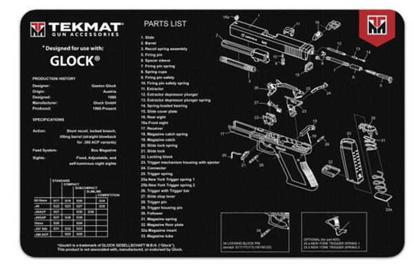 17" X 11" Handgun Mat / Glock 42-888151040805