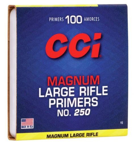 15 CCI 250 MAG LARGE RIFLE PRIMER 100 RND/BX -26-076683000156