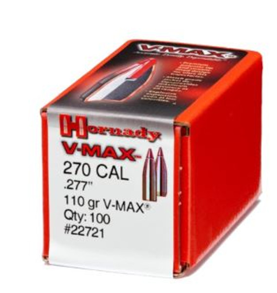 Hornady 270 Cal .277 110 Gr V-Max Bullet 22721-090255227215 Hornady 270 Cal .277 110 Gr V-Max Bullet 22721-090255227215
