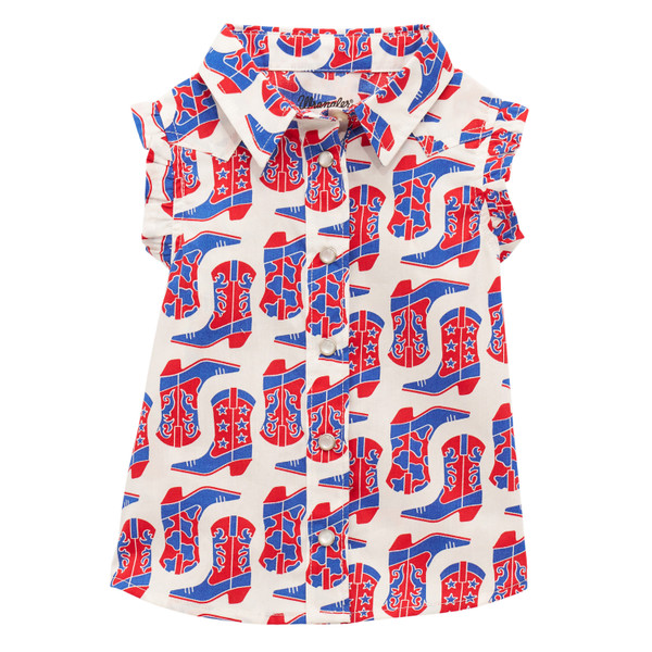 Wrangler® Baby Girl Sleeveless Snap Shirt