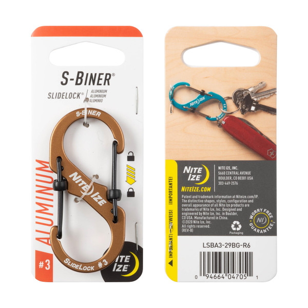 Nite Ize S-Biner® SlideLock® Aluminum - Coyote (LSBA3-29BG-R6)
