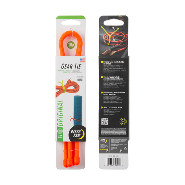 Nite Ize Gear Tie® Reusable Rubber Twist Tie™ - Bright Orange (GT18-31-2R3)