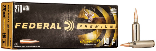 Federal Berger Hybrid Hunter, 270 WSM, 140 Grain, Berger Hybrid - 20 Rounds