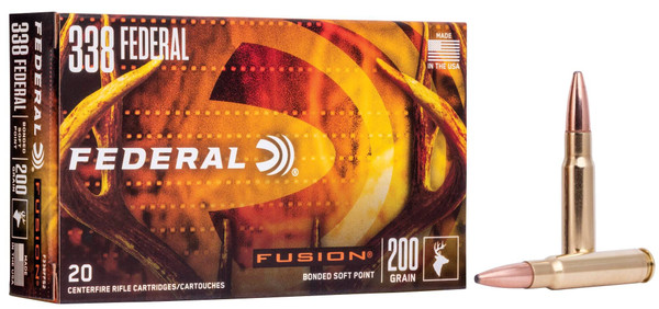 Federal Fusion Rifle, 338 Federal, 200 Grain, Fusion Soft Point - 20 Rounds