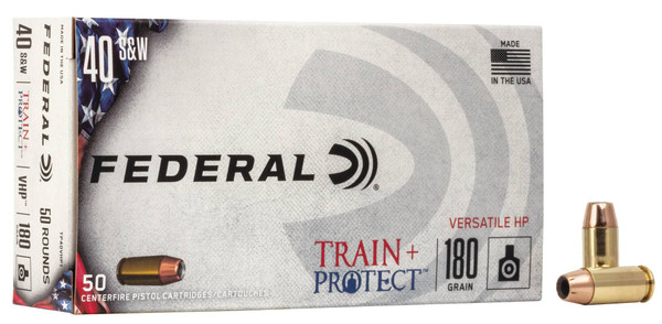 Federal Train + Protect, 40 S&W, 180 Grain, Jacketed Hollow Point - 50 Rounds