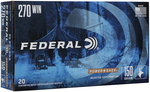 Federal Power-Shok Rifle, 270 Win, 150 Grain, Jacketed Soft Point - 20 Rounds