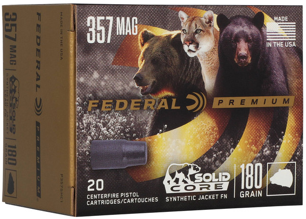 Federal Solid Core, 357 Magnum, 180 Grain, Solid - 20 Rounds