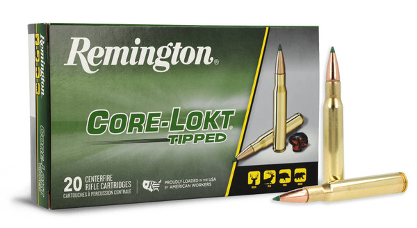 Remington Core-Lokt Tipped, 30-06 Springfield, 180 Grain, Core-Lokt Tipped, 2745 fps - 20 Rounds