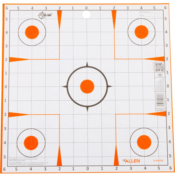 Allen Paper Sight-In Grid Shooting Targets, 12" Square, 13-Pack, White/Orange