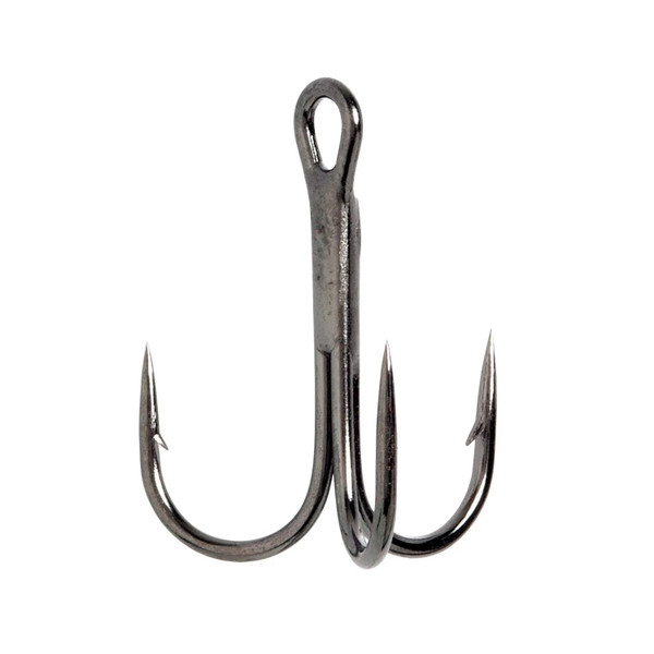 Eagle Claw Lazer Sharp 3X Treble Hook, Regular Shank, Round Bend - Platinum Black, 1/0, Standard