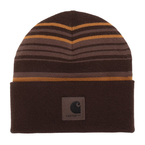 Carhartt Striped Cuffed Beanie - Dark Clove