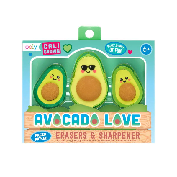 Ooly Avocado Love Eraser and Sharpener - Set of 3